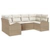 vidaXL Conjunto de sofá de jardín 6 pcs Beige Rattan de Poliéster