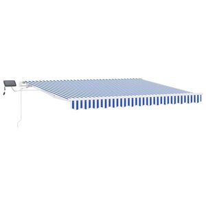 vidaXL Toldo Retr&aacute;ctil Manual Azul y 350 x 250 cm Poli&eacute;ster y Aluminio