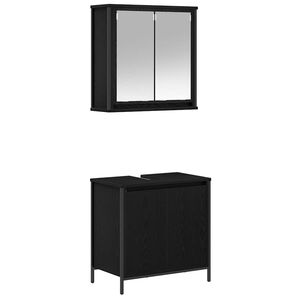 vidaXL Juego de muebles de ba&ntilde;o 2 pzas roble negro Madera ingenier&iacute;a