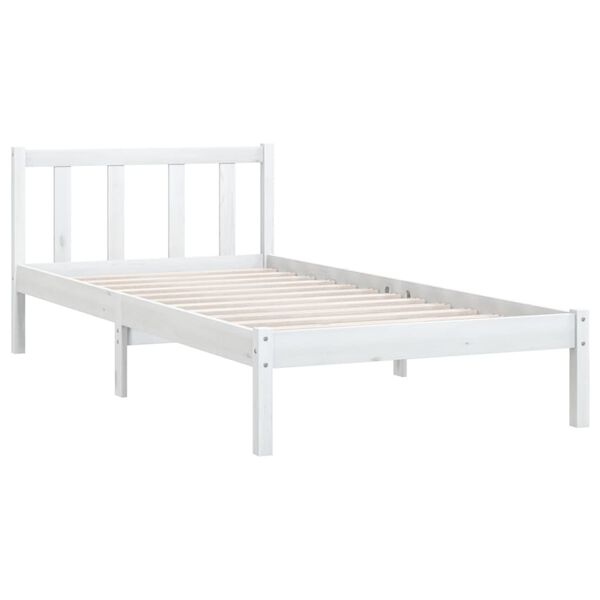 vidaXL Estructura de cama individual sin colch&oacute;n madera maciza blanco