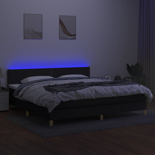 vidaXL Cama box spring con colch&oacute;n LED tela negro 200x200 cm