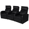 vidaXL Sill&oacute;n reclinable de 3 plazas de cuero artificial negro