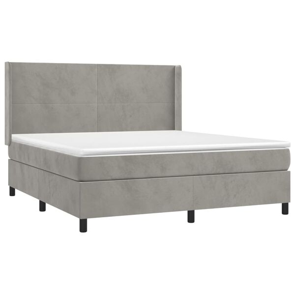 vidaXL Cama box spring con colch&oacute;n terciopelo gris claro 160x200 cm