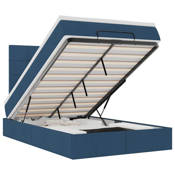 vidaXL Estructura de cama otomana colchón tela azul 120x190 cm