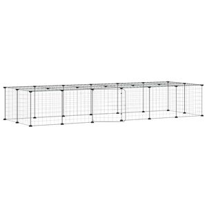 vidaXL Jaula para mascotas de 28 paneles puerta acero negro 210x70x35 cm