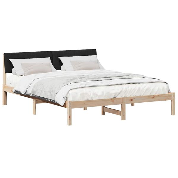 vidaXL Estructura de cama con cabecera Marr&oacute;n y negro 150 x 200 cm