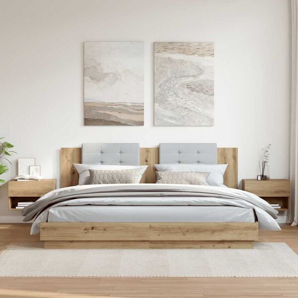 vidaXL Mesita de noche de pared 2 unidades roble artisian