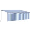 vidaXL Toldo retr&aacute;ctil manual con persiana azul y blanco 4,5x3 m
