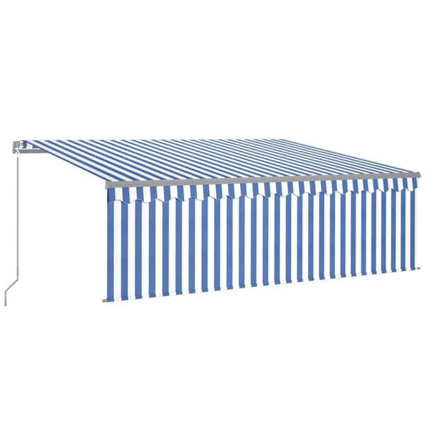 vidaXL Toldo retr&aacute;ctil manual con persiana azul y blanco 4,5x3 m
