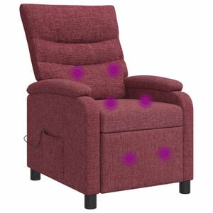 vidaXL Silla de masajes reclinable Rojo vino Tela