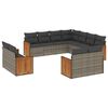 vidaXL Set de sof&aacute;s de jard&iacute;n 11 pzas y cojines rat&aacute;n sint&eacute;tico gris