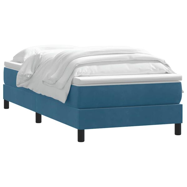 vidaXL Cama box spring con colch&oacute;n terciopelo azul oscuro 90x210 cm