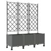 vidaXL Jardinera con enrejado y ruedas 3 uds. Gris Claro PP