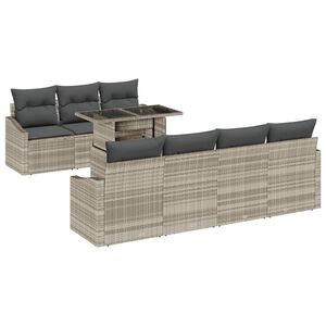 vidaXL Conjunto de sofá de jardín 8 pcs Gris Claro ratán sintético