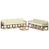 vidaXL Conjunto de sof&aacute;s de exterior con coj&iacute;n 9 pcs Natural y Crema