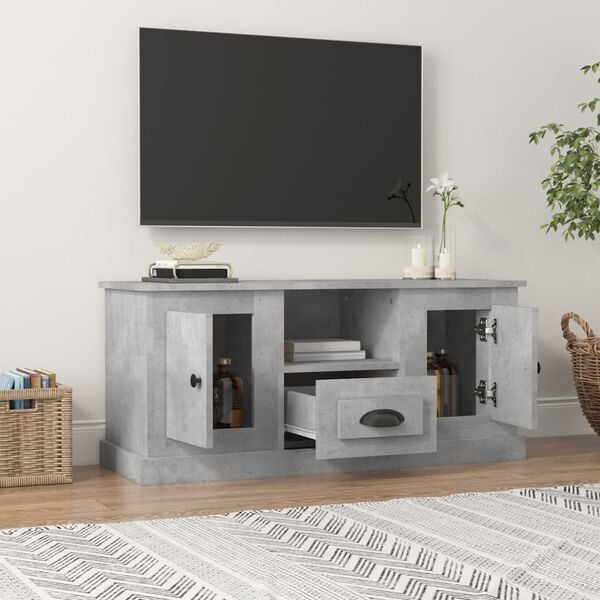 vidaXL Mueble de TV madera contrachapada gris hormigón 100x35,5x45 cm