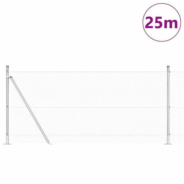 vidaXL Poste de Valla Plateado 25 x 1 m (malla de 16 x 16 mm) Acero
