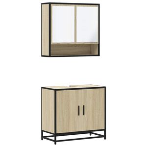 vidaXL Set de muebles de ba&ntilde;o 2 pzas madera contrachapada roble Sonoma