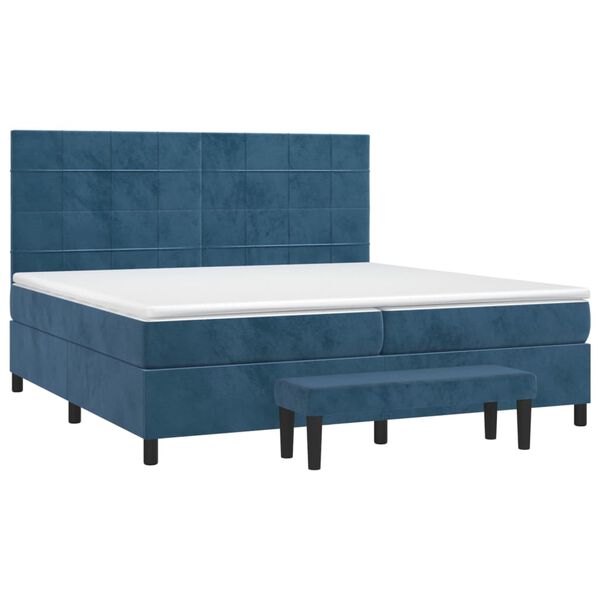vidaXL Cama box spring con colch&oacute;n terciopelo azul oscuro 200x200 cm