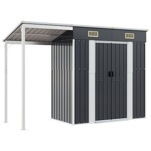 vidaXL Cobertizo jard&iacute;n tejado largo acero antracita 277x107x181 cm