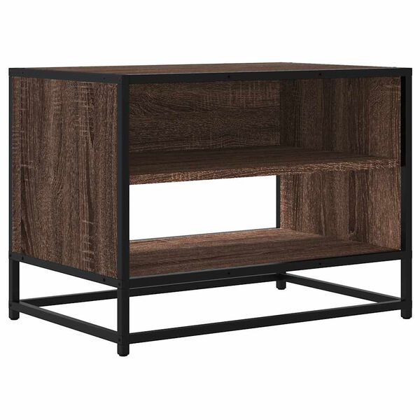 vidaXL Mueble TV metal y madera ingenier&iacute;a marr&oacute;n roble 61x40x46 cm