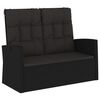 vidaXL Banco jard&iacute;n reclinable y cojines rat&aacute;n sint&eacute;tico negro 118 cm