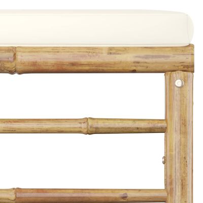 vidaXL Set de muebles de jardín 12 piezas bambú y cojines blanco crema