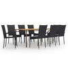 vidaXL Set de muebles de comedor de jard&iacute;n 9 piezas rat&aacute;n PE negro