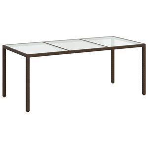 vidaXL Mesa jard&iacute;n vidrio templado rat&aacute;n sint&eacute;tico marr&oacute;n 190x90x75 cm