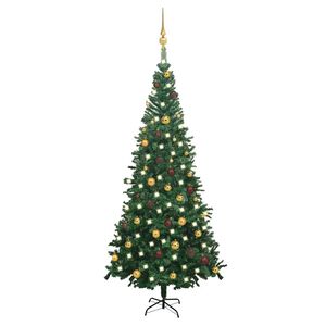 vidaXL &Aacute;rbol de Navidad artificial con luces y bolas verde 240 cm