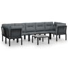 vidaXL Juego de muebles de jard&iacute;n 8 pzas rat&aacute;n sint&eacute;tico negro y gris