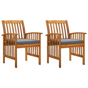 vidaXL Sillas de comedor jard&iacute;n 2 uds con cojines madera maciza acacia