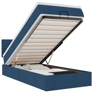 vidaXL Estructura de cama otomana con colch&oacute;n tela azul 90x190 cm