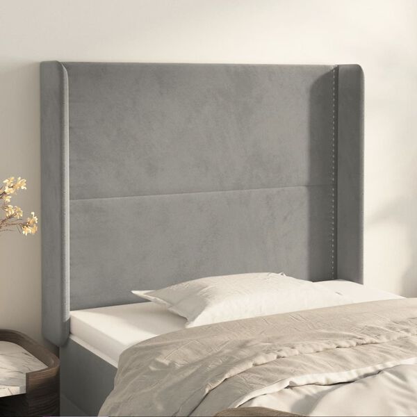 vidaXL Cabecero con orejas de terciopelo gris claro 83x16x118/128 cm