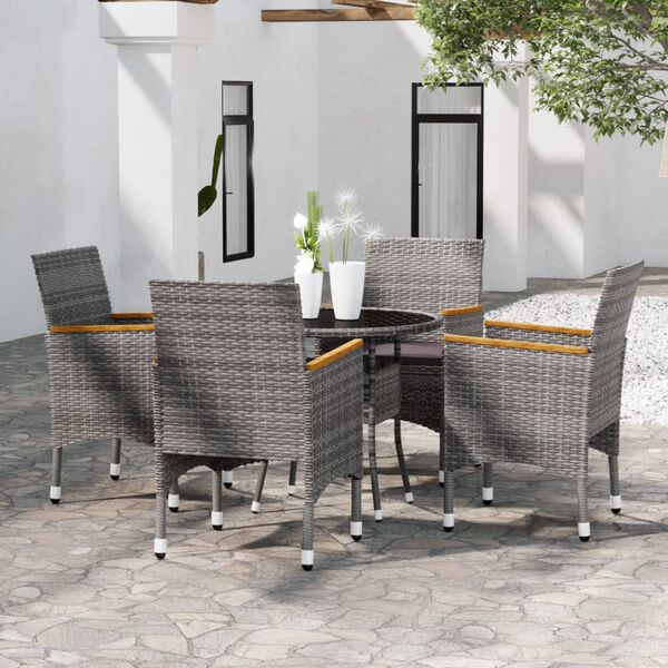 vidaXL Juego de comedor de jardín 5 piezas ratán sintético gris