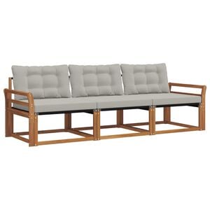 vidaXL Conjunto de sof&aacute;s de exterior 3 uds. Gris Natural y Claro