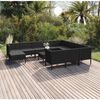 vidaXL Set muebles de jardín 12 pzas y cojines ratán sintético negro