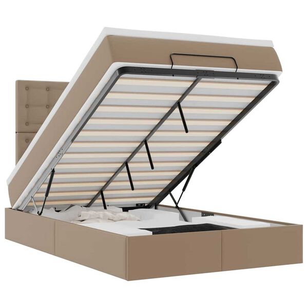 vidaXL Estructura cama otomana colch&oacute;n cuero sint&eacute;tico cappucino