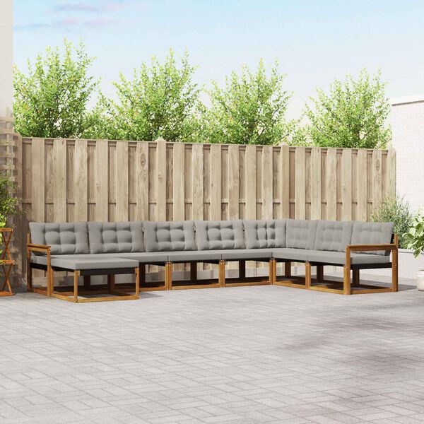 vidaXL Conjunto de sof&aacute;s de exterior 8 pcs Gris Natural y Claro