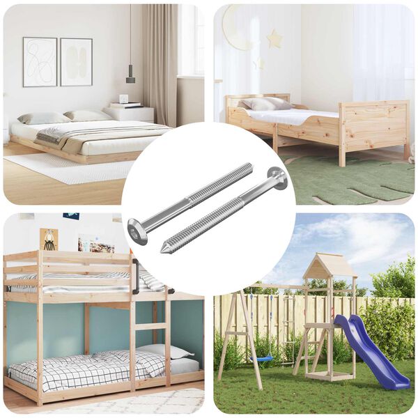 vidaXL Tornillos de Muebles 2 pcs Plateado M6 x 85 mm Acero