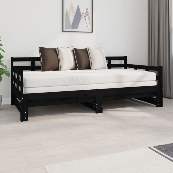 vidaXL Sof&aacute; cama extra&iacute;ble sin colch&oacute;n negro 2x(90x190) cm