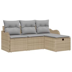 vidaXL Conjunto de sof&aacute;s de jard&iacute;n con coj&iacute;n 4 pcs Beige y Gris Claro