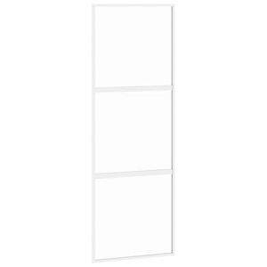 vidaXL Puerta corredera vidrio templado y aluminio blanca 76x205 cm