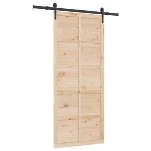 vidaXL Puerta Corredera Natural 80 x 208 cm Madera de Pino Maciza