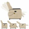 vidaXL Silla de masaje reclinable de pie de tela color crema