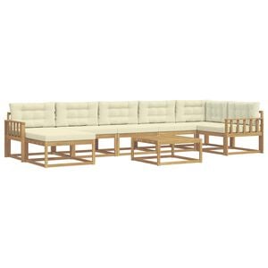 vidaXL Conjunto de sof&aacute;s de exterior 8 uds. Blanco y Crema