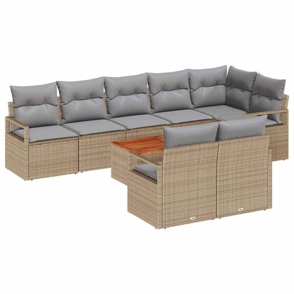 vidaXL Conjunto de sof&aacute;s de jard&iacute;n 9 pcs Beige y Gris Claro