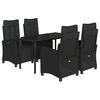 vidaXL Set de muebles jard&iacute;n 5 pzas con cojines rat&aacute;n sint&eacute;tico negro