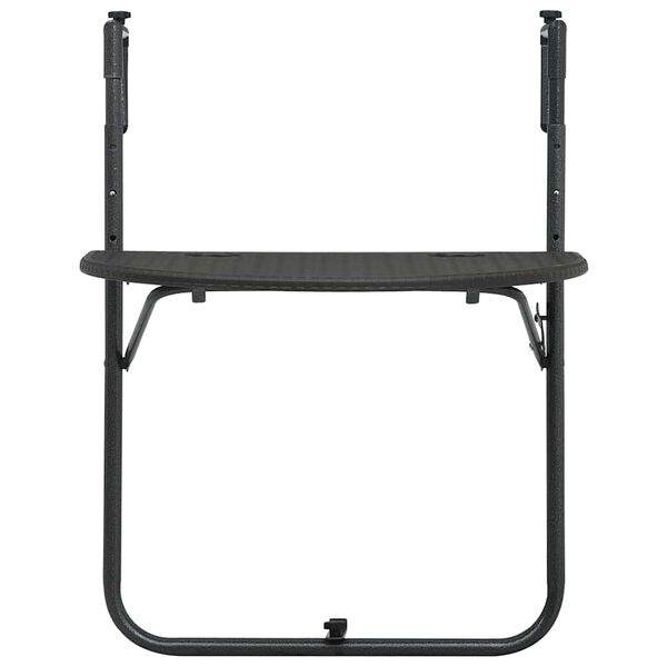 vidaXL Mesa balcón colgante plástico aspecto ratán marrón 60x64x83,5cm