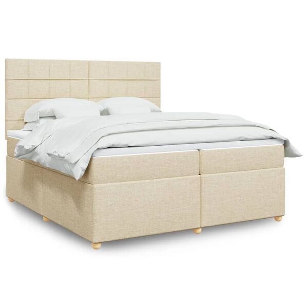 vidaXL Cama box spring con colch&oacute;n tela color crema 200x200 cm
